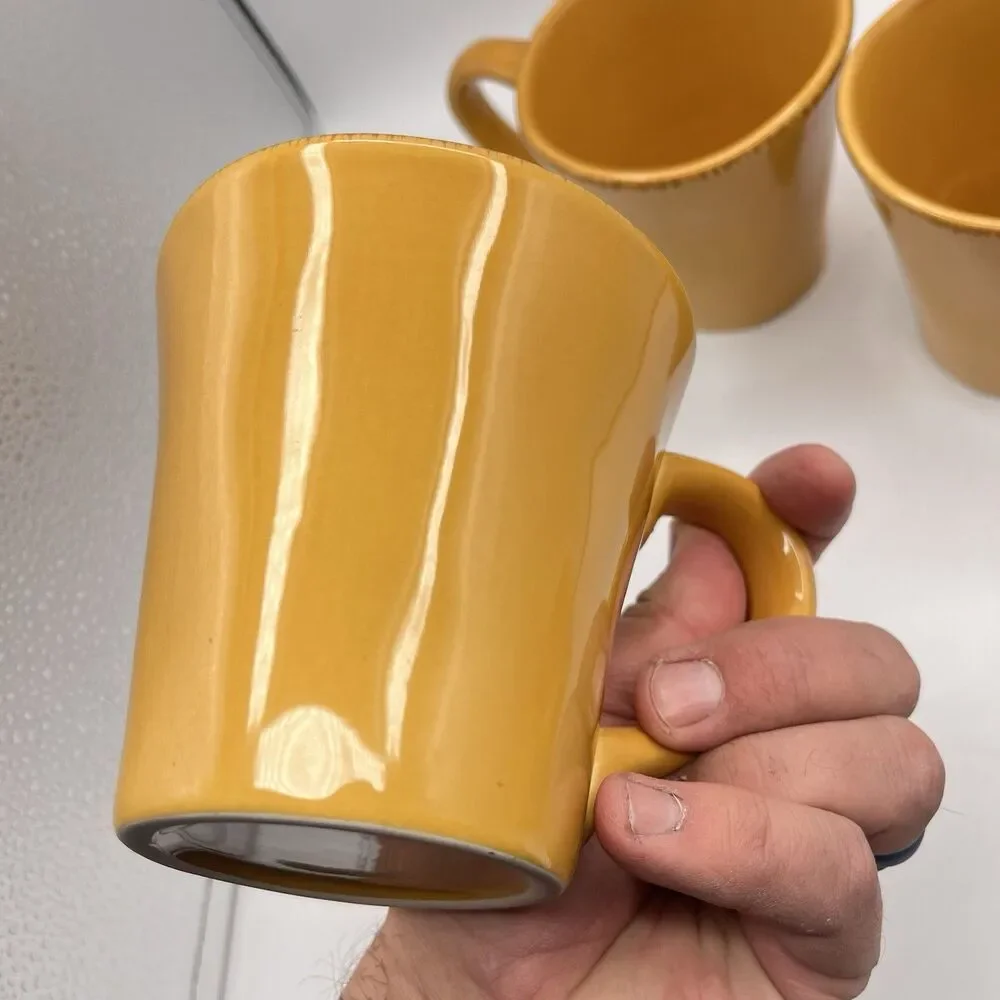 PIER 1 Earthware Elemental Coffee Mugs | Honey Color | 12 oz | Set of 4